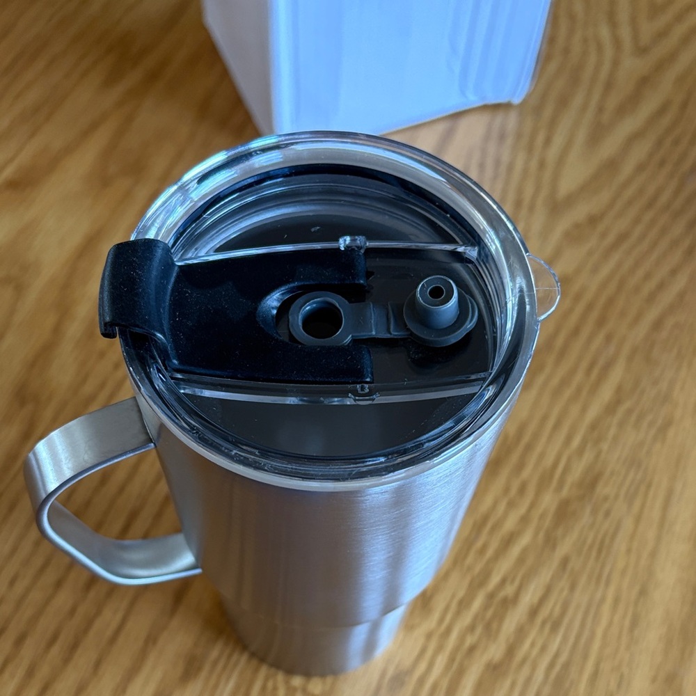 Stainless Steel Travel Mug with Handle - Silver 16oz New - Picture 2 of 4